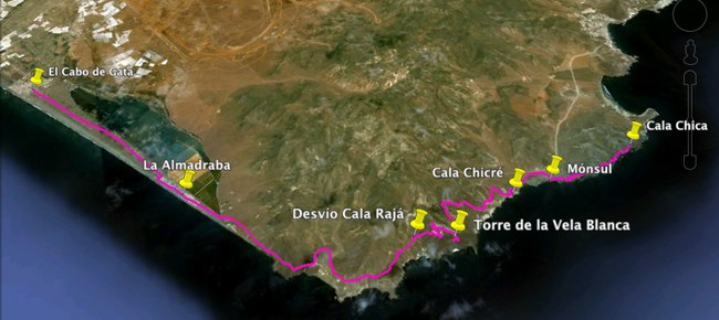 Recorrido Etapa 1: San Miguel del Cabo de Gata - Cala Chica