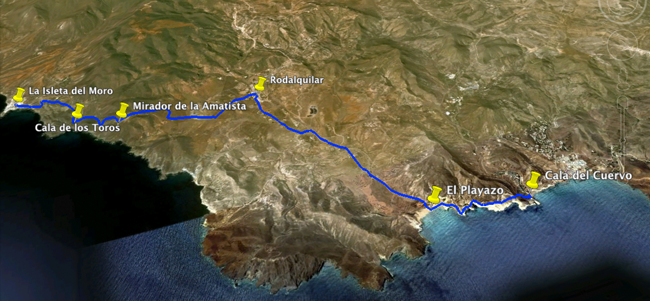 Recorrido Etapa 3. La Isleta - Cala del Cuervo